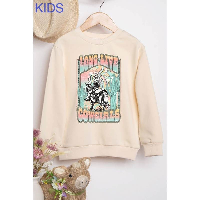 Kids Long Live Cowgirls Graphic Crewneck