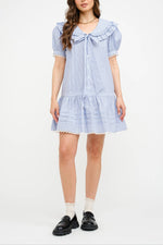 This Palmer Blue Dress features a striped cotton-poplin fabric, designed as a mini dress with a classic collar and a charming bow detail boltranchstore.com free shipping
