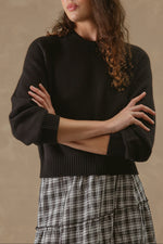 27 Miles Malibu Alyson Cropped Cashmere Crewneck Black black pure cashmere crewneck womens western boutique Utah SKU ALYSONBLK Boltranchstore.com