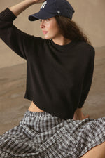 27 Miles Malibu Alyson Cropped Cashmere Crewneck Black dresses up or down for everyday ranch wear