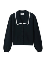 27 Miles Malibu Bellamy Cashmere Collared Cardigan with Lace Trim cropped straight fit silhouette western fashion