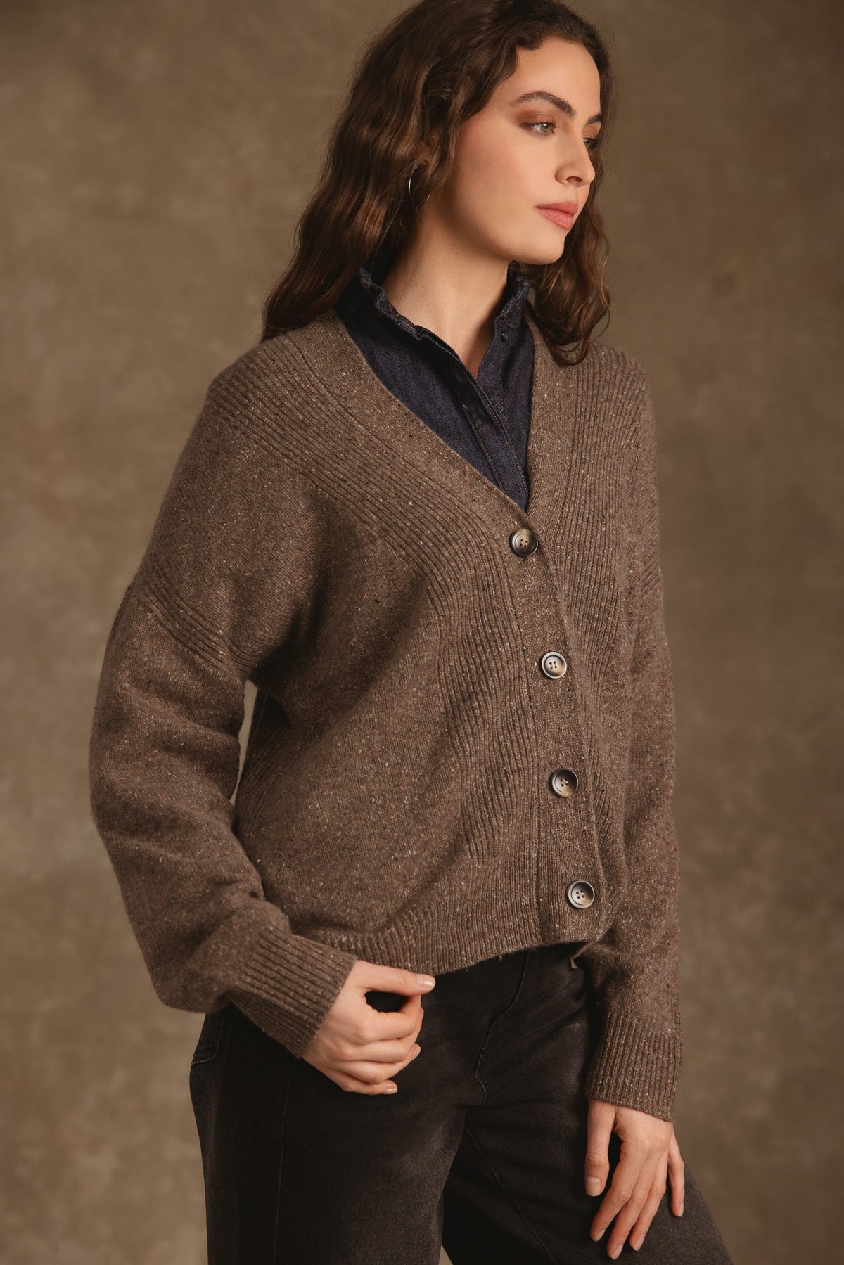 27 Miles Malibu Noriko Cashmere Cardigan with Horse Shoe Graphic artful cardigan for everyday ranch wear
