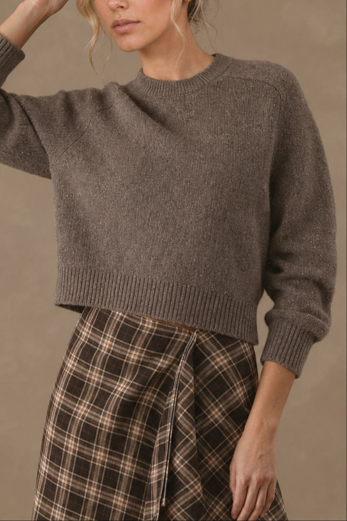 27 Miles Malibu Alyson Cropped Cashmere Crewneck Root root colorway pure cashmere crewneck womens western boutique Utah SKU ALYSONROT Boltranchstore.com