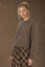 27 Miles Malibu Alyson Cropped Cashmere Crewneck Root medium weight knit with a structured soft hand womens western clothing