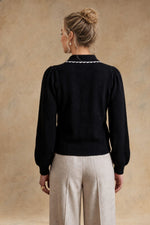 27 Miles Malibu Bellamy Cashmere Collared Cardigan with Lace Trim layering cardigan for date night in Kamas