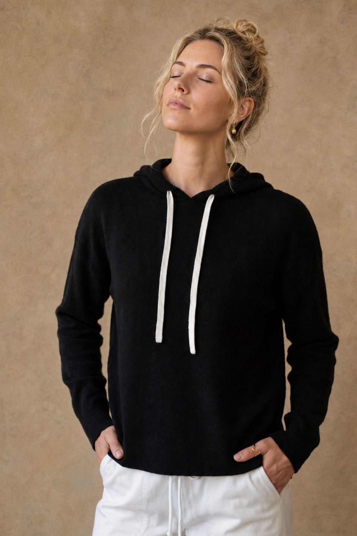 27 Miles Malibu Reva Cashmere Contrast Heart Pullover Hoodie heart embroidery at the elbows cowgirl style