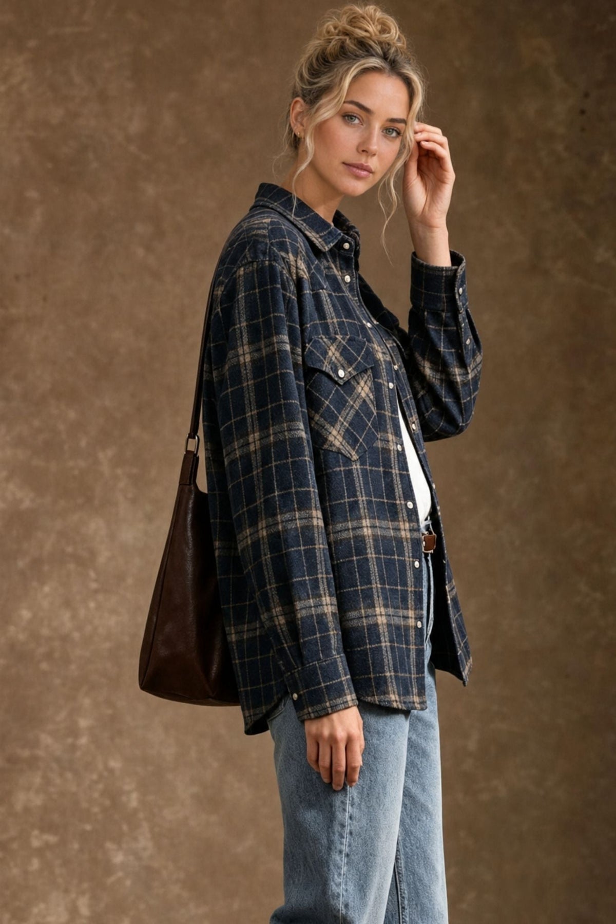 27 Miles Malibu Selva Cotton Western Plaid Shirt relaxed fit with subtle western details cowgirl style