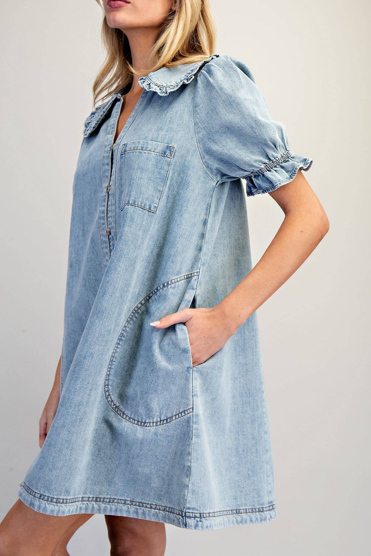 Sally Snow Washed Denim Mini Dress