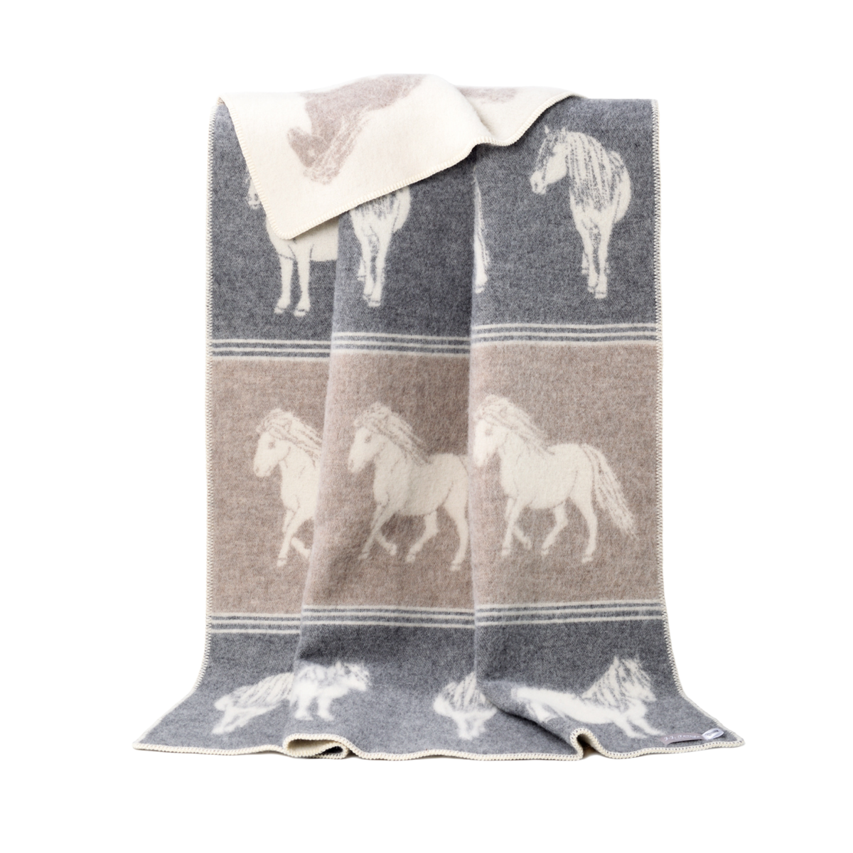JJ Textile Pony Soft Grey and Brown Wool Blanket