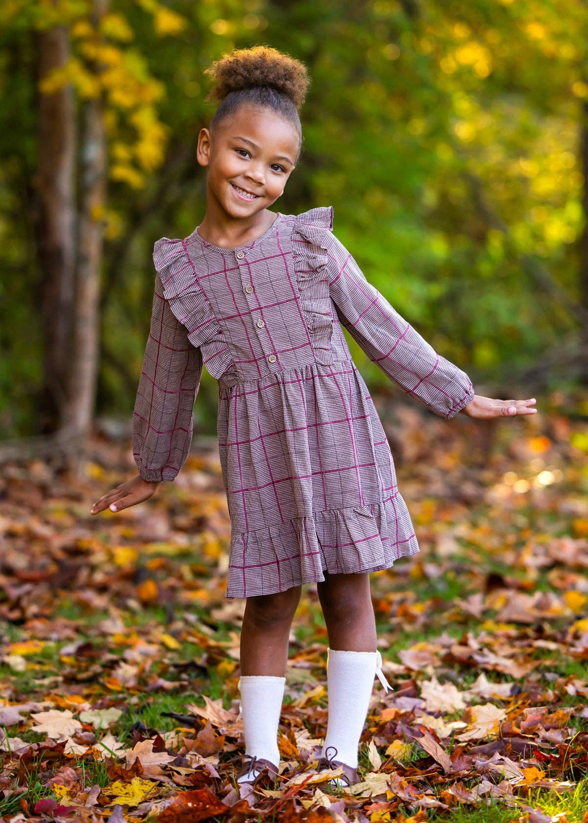 Hazel Button Brown Dress