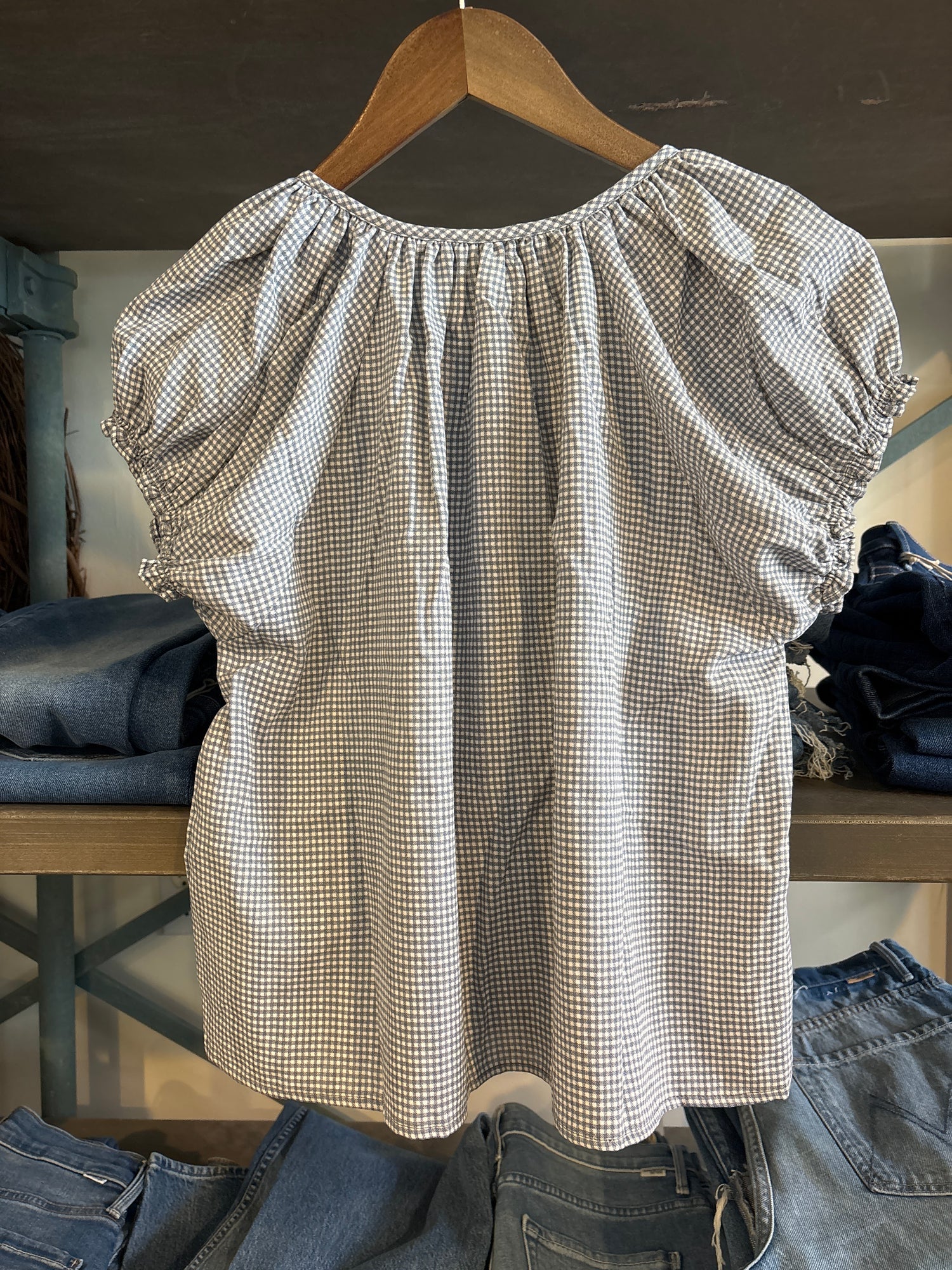 Cora Blue Gingham Top