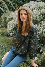 Trovata Pauline Blouse Marin Ditsy softly gathered yoke with a delicate stand collar womens western clothing