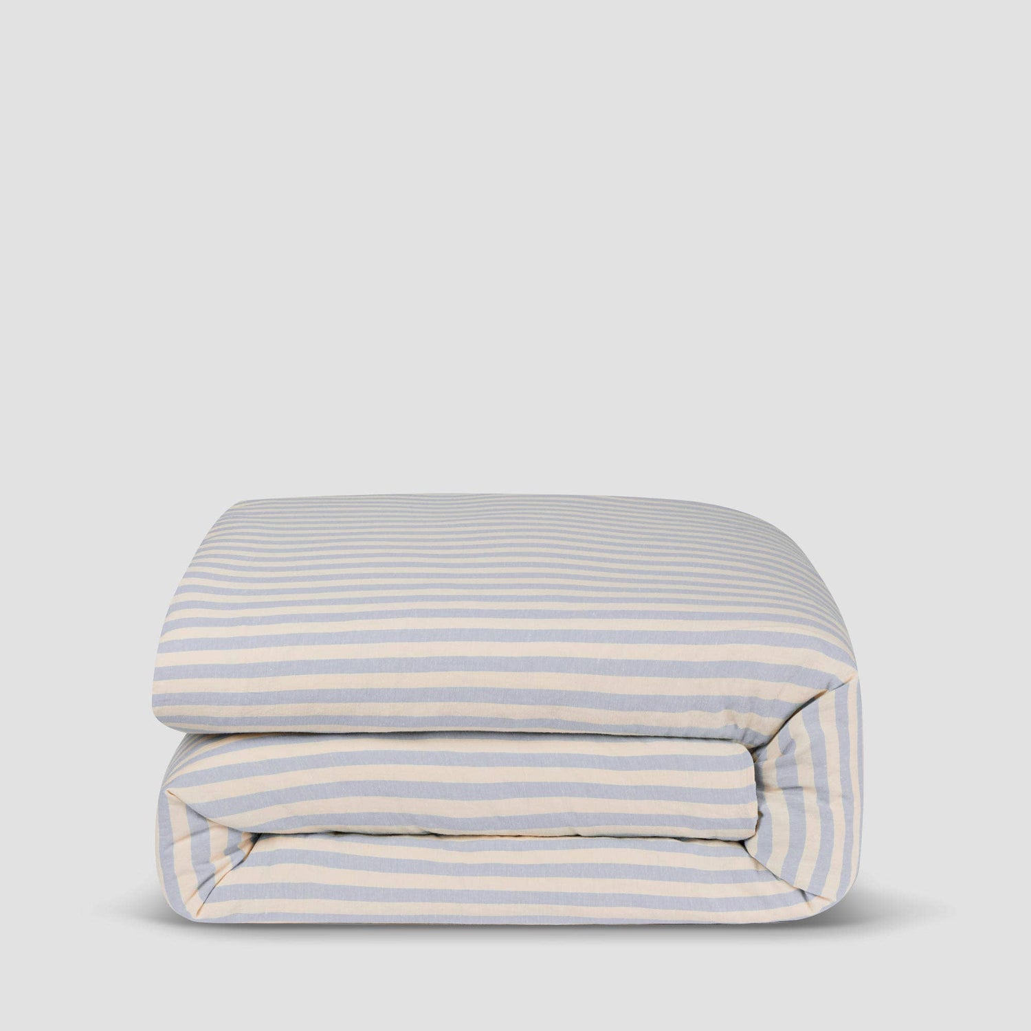 Coastal Blue Pembroke Stripe Linen Blend Duvet Cover