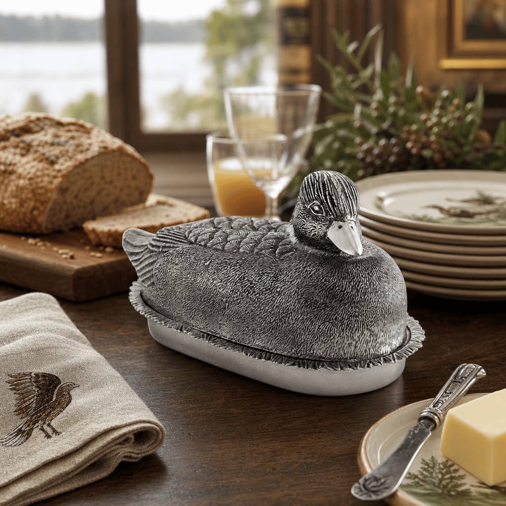 Pewter Mallard Duck Butter Dish