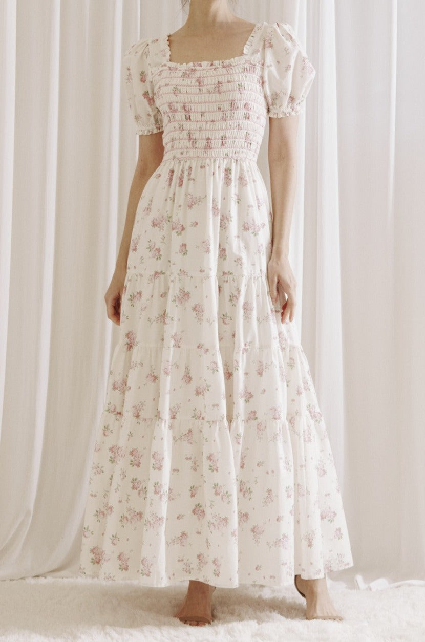 Rose Bouquet Print Maxi Dress