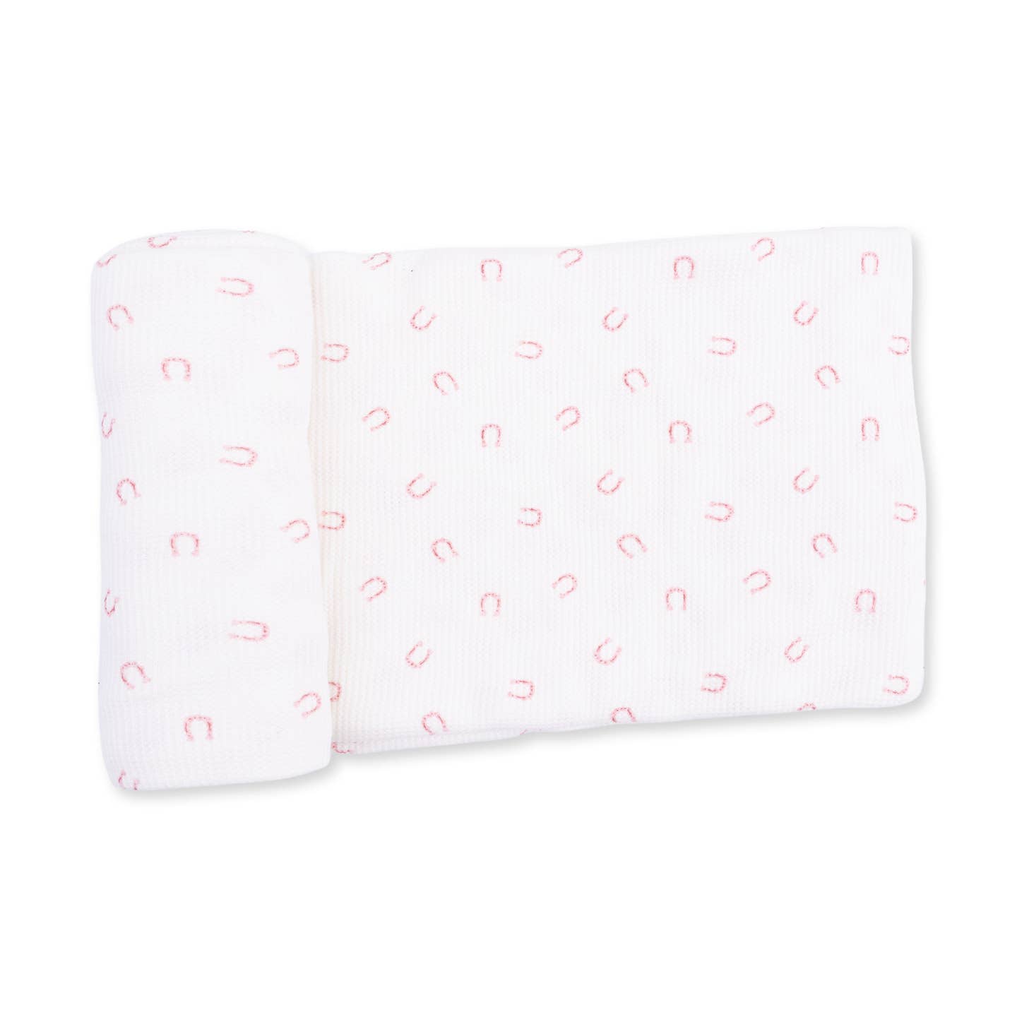 Little Horseshoes Pink Swaddle Blanket