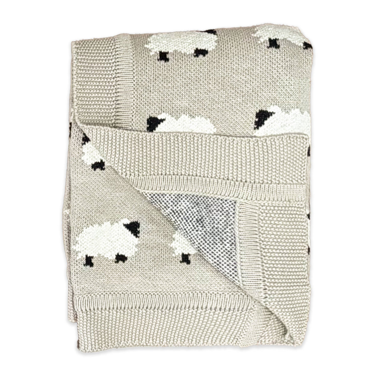 Sheep Jacquard Knit Baby Blanket