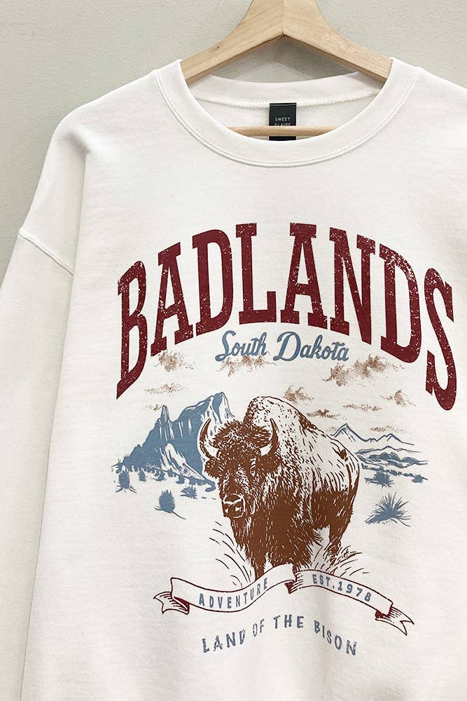 Badlands Bison Sweatshirt womens oversized sweatshirt free shipping Boltranchstore.com south dakota
