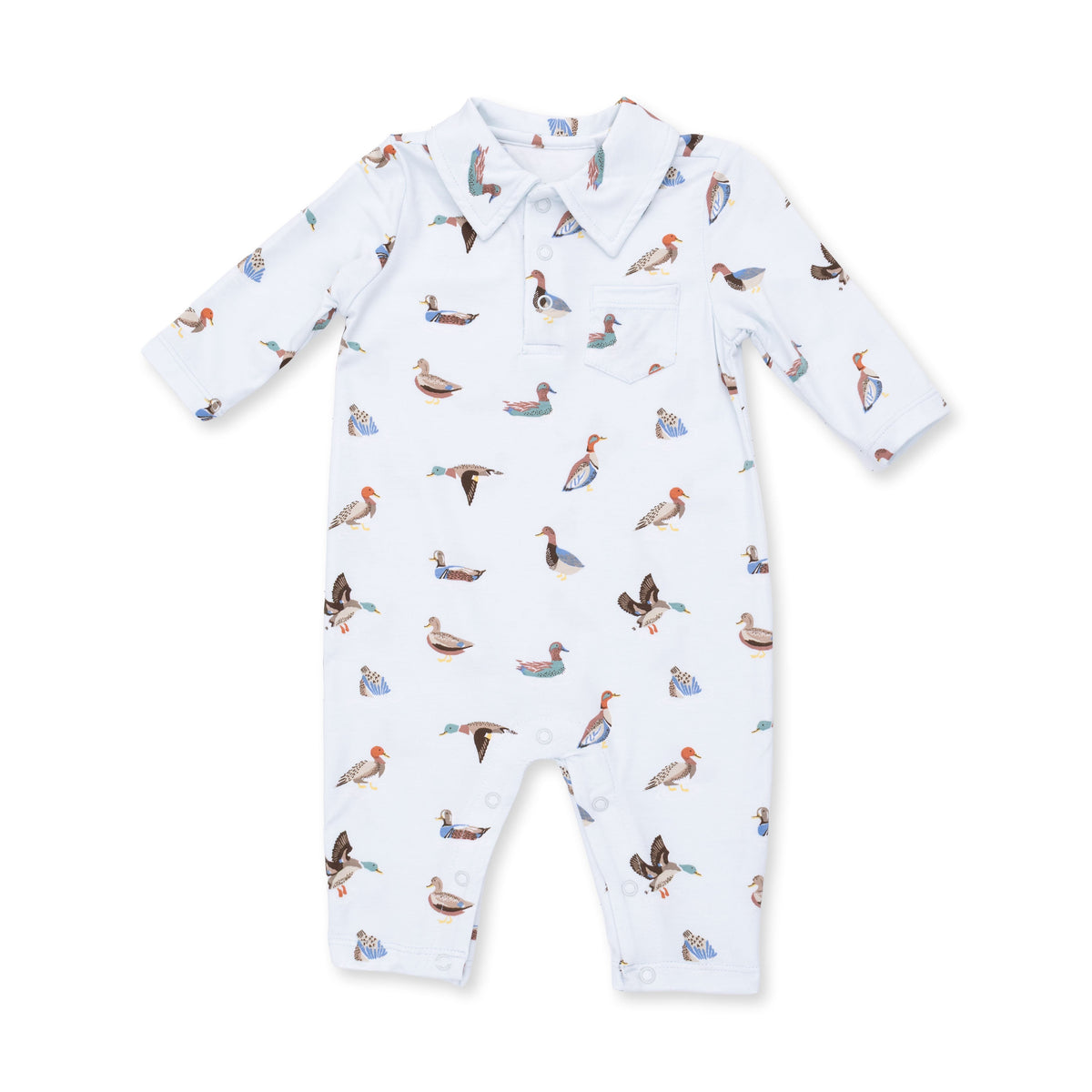 Western baby clothing kids western boutique Utah American Ducks Polo Romper 307F26ADU Boltranchstore.com free shipping