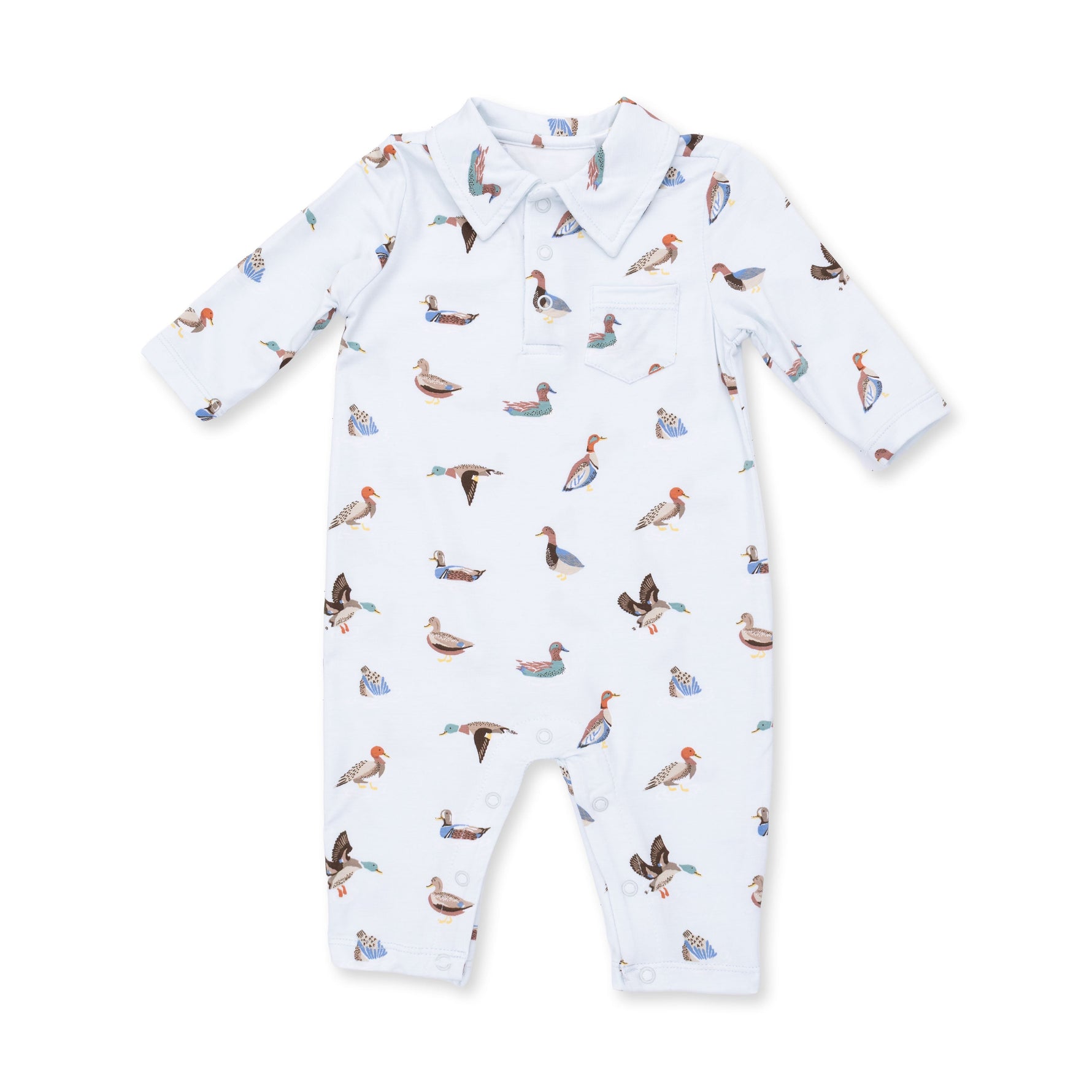 Western baby clothing kids western boutique Utah American Ducks Polo Romper 307F26ADU Boltranchstore.com free shipping