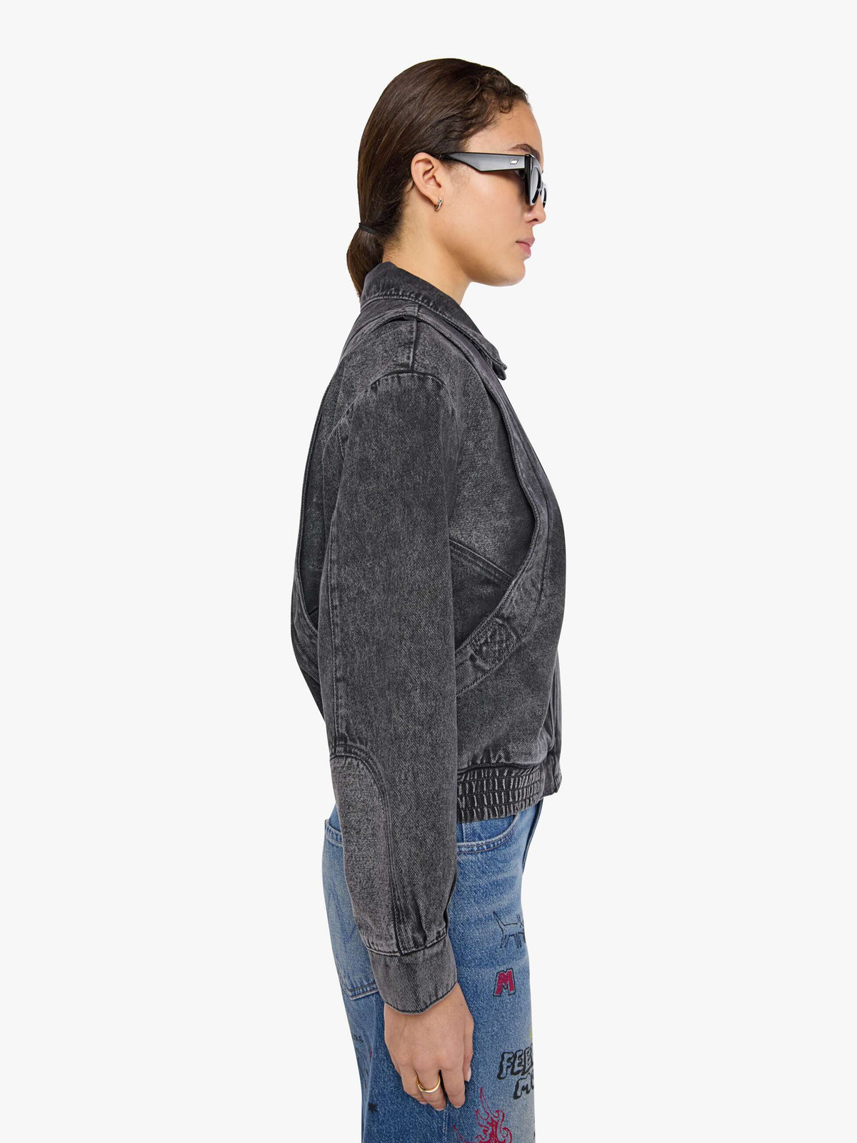 Mother Denim SNACKS The Wing Ding Burnt Toast oversized silhouette with drop shoulders and an elastic hem western fashion