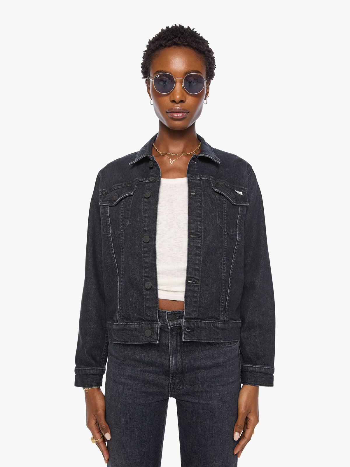 Mother The Bruiser Jacket Riding the Milkyway black washed denim jacket Boltranchstore.com Free Shipping 3141-515