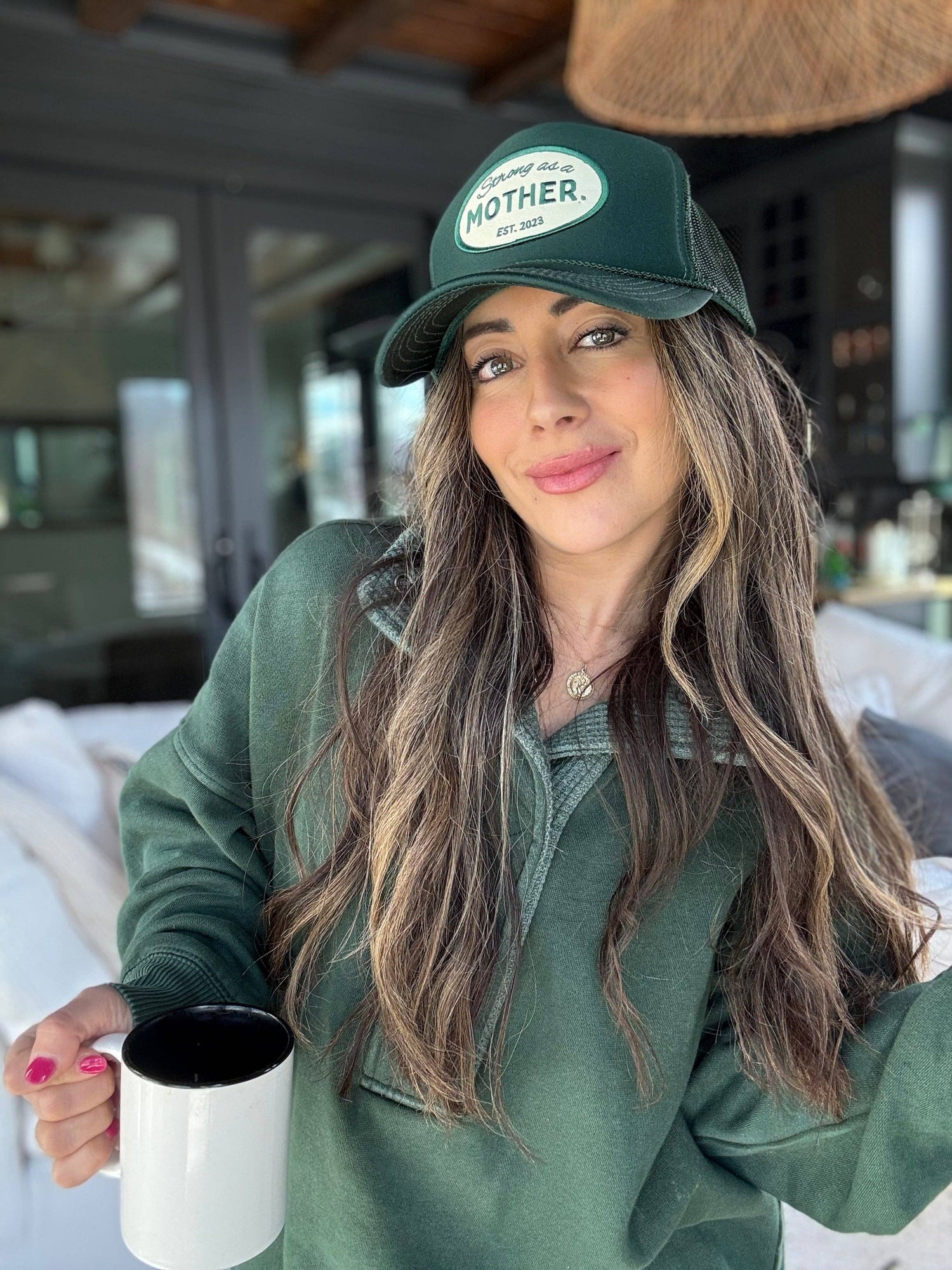 VINTAGE Strong as a Mother Patch Hat in Forest Green