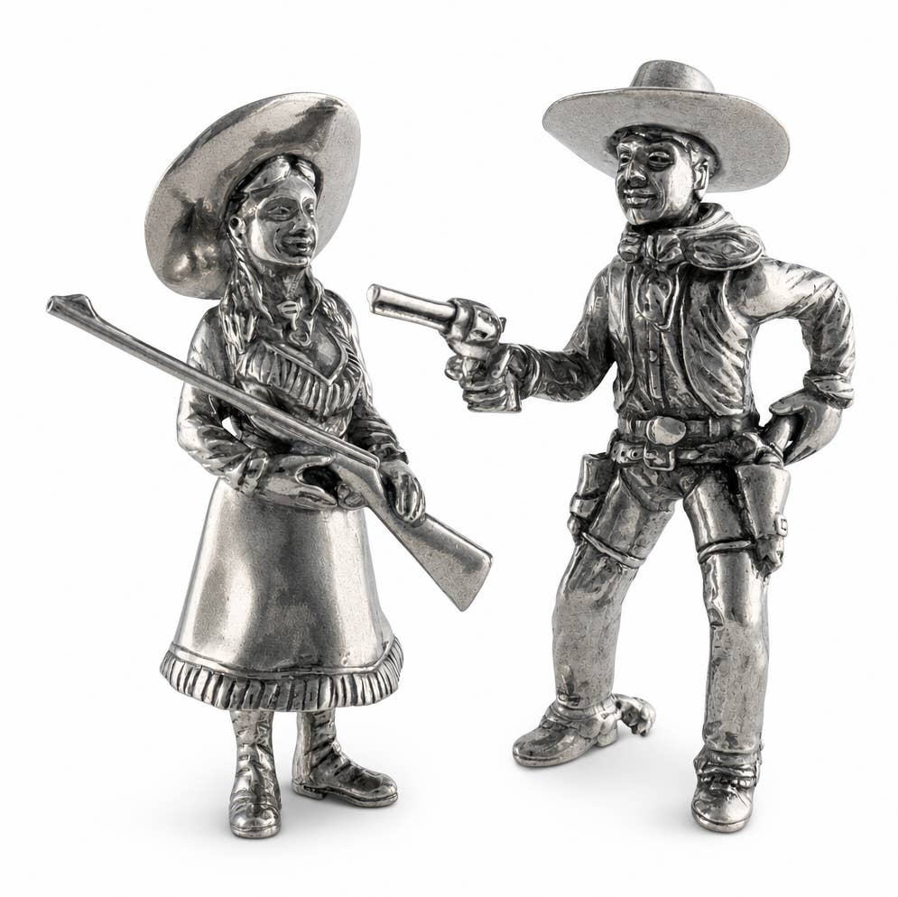 Pewter Cowpoke Couple Salt & Pepper Set