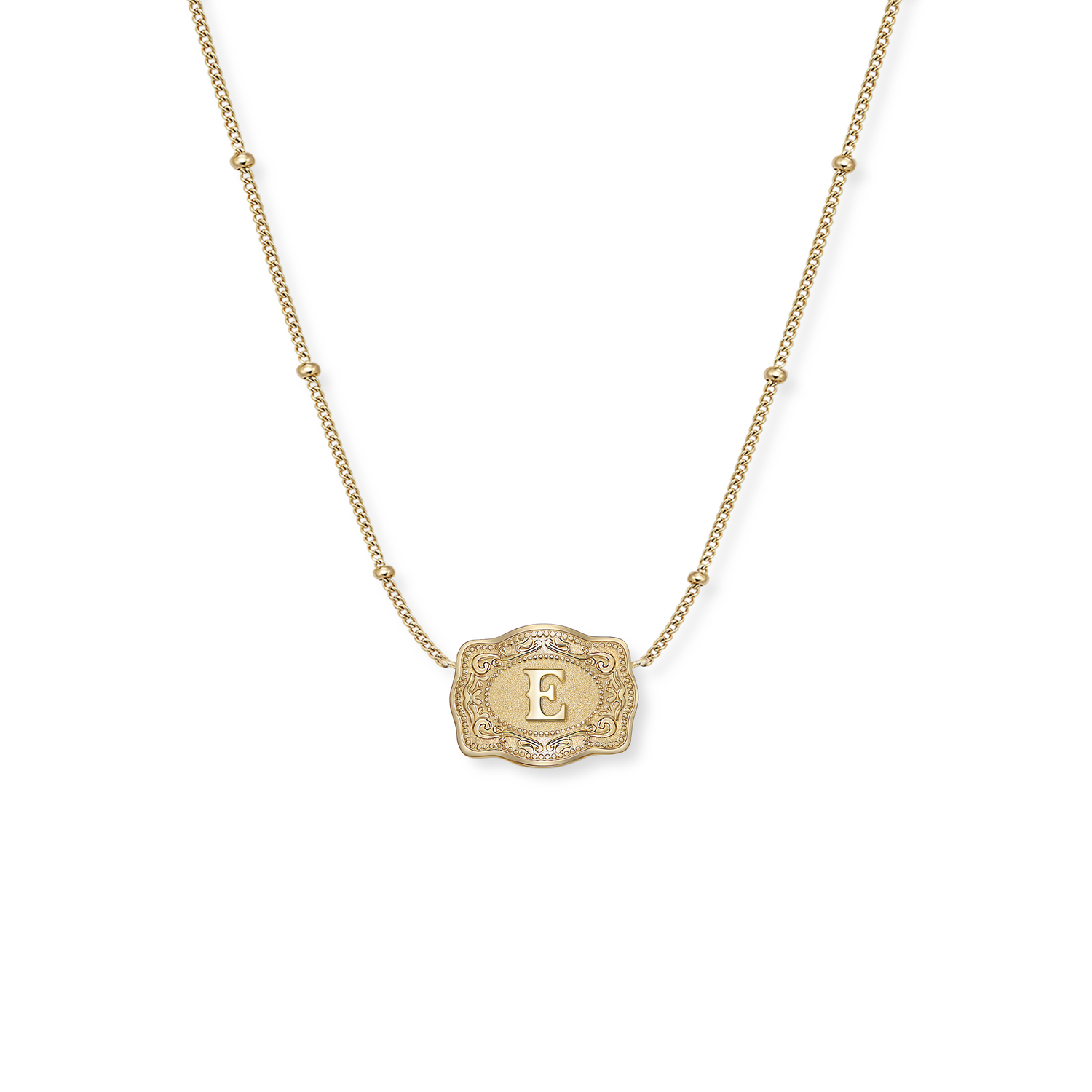 SpurWest Ultra Mini Belt Buckle Gold Initial Necklace