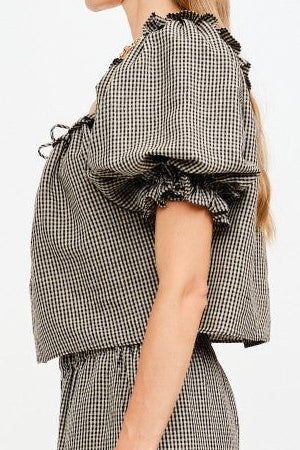 Bijou Gingham Puff Sleeve Top