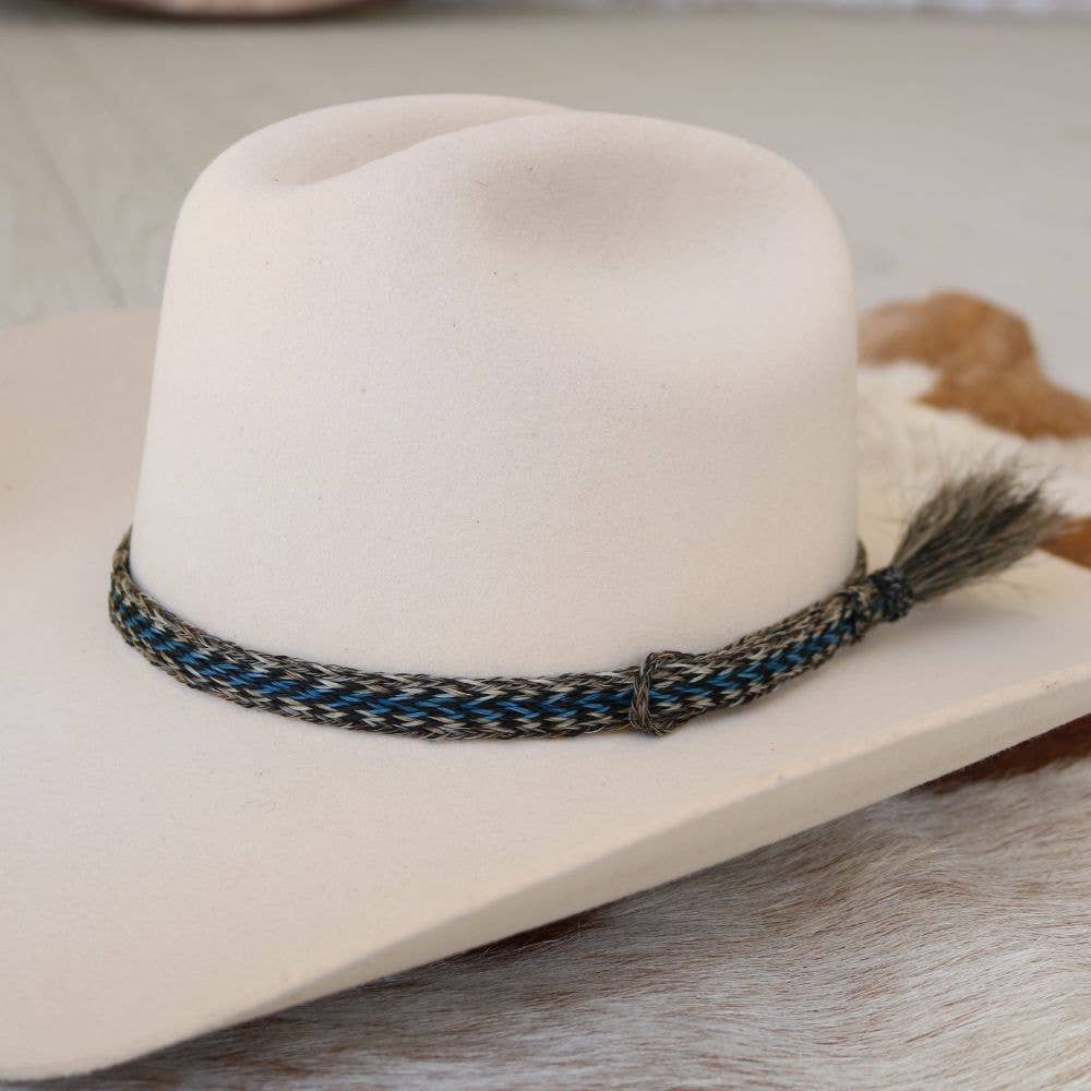 Horsehair Braided Blue Single Tassel Hat Band