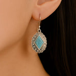 Bronco Blue Turquoise Sterling Silver Earrings womens jewelry Boltranchstore.com free shipping womens earrings gift
