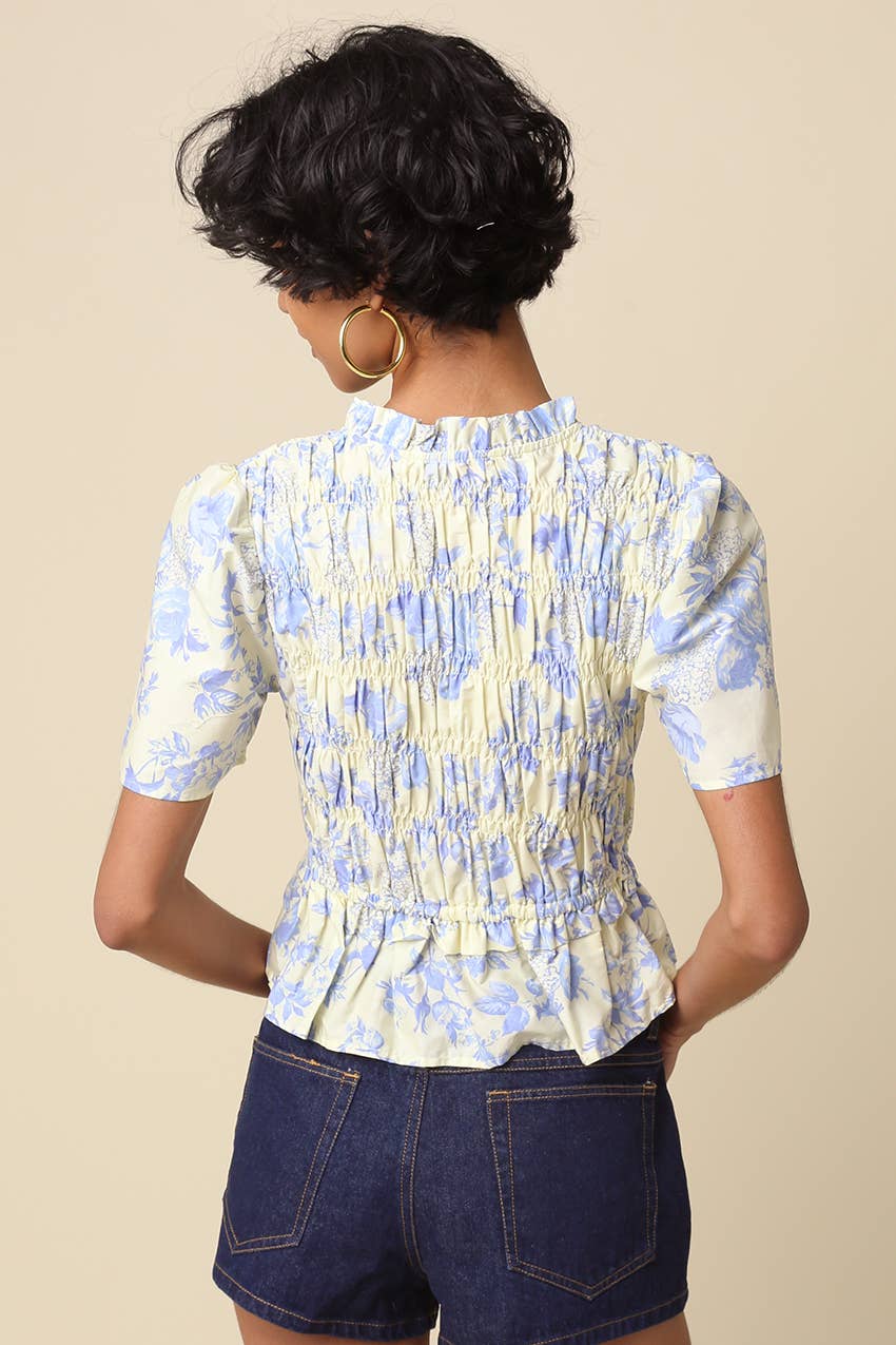 Nina Floral Lace Up Peplum Top