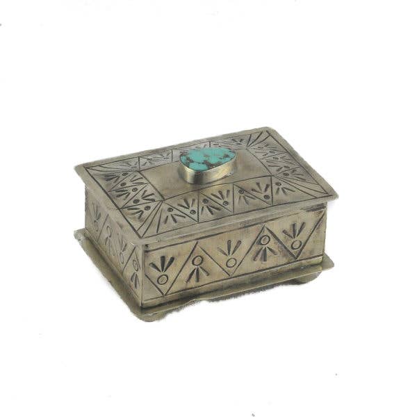 Small Stamped Box With Turq