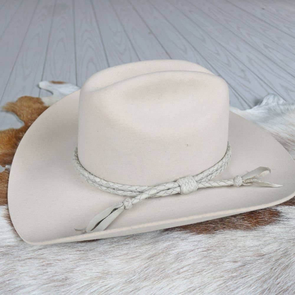 Bone Braided Leather Hat Band