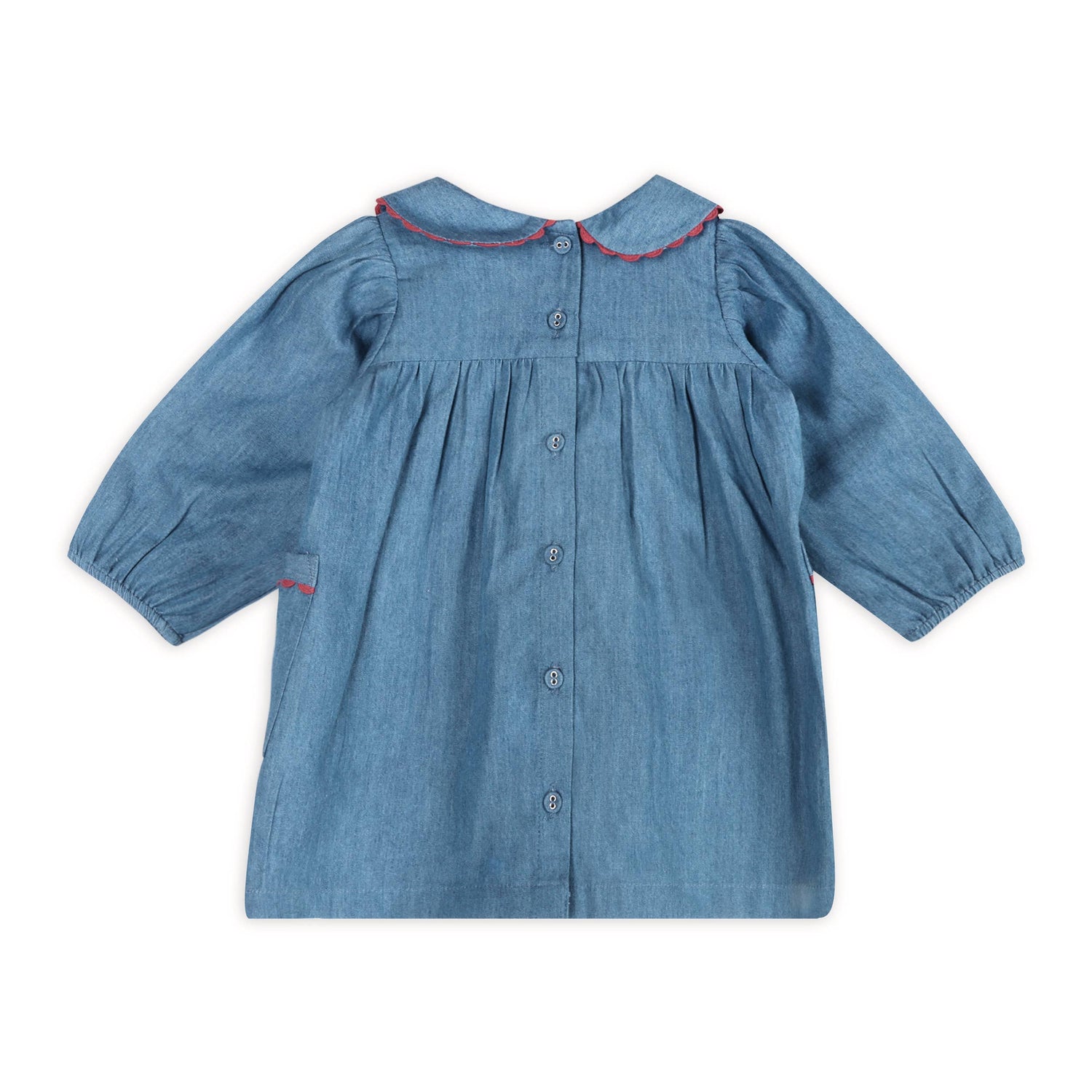 Ida Floral Embroidered Denim Baby Dress and Bloomer