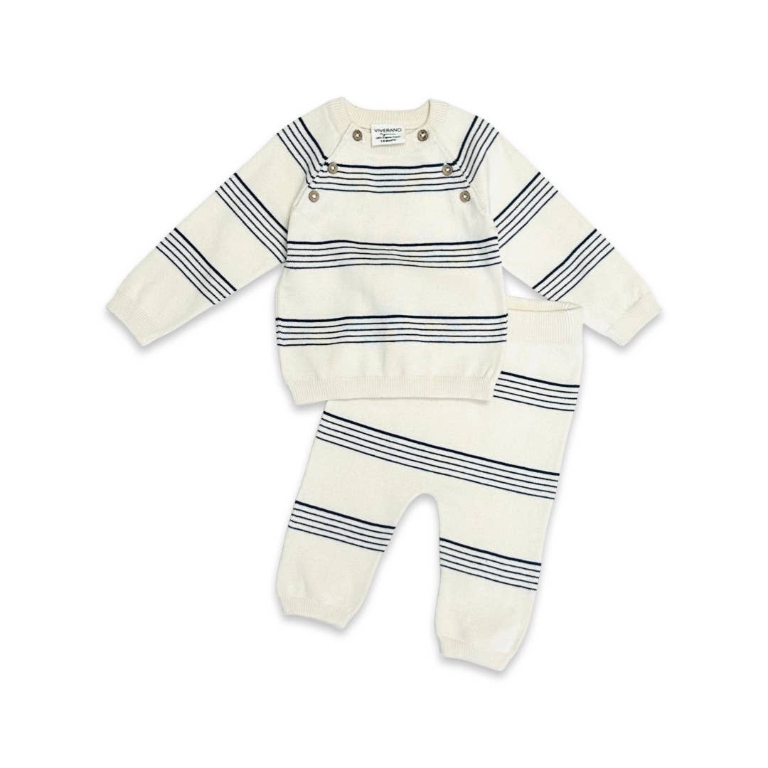 Stripe Sweater Knit Baby Pullover & Pants 2pc