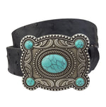 Ostrich Print Belt with Turquoise Buckle belt accessories womens new arrivals Boltranchstore.com