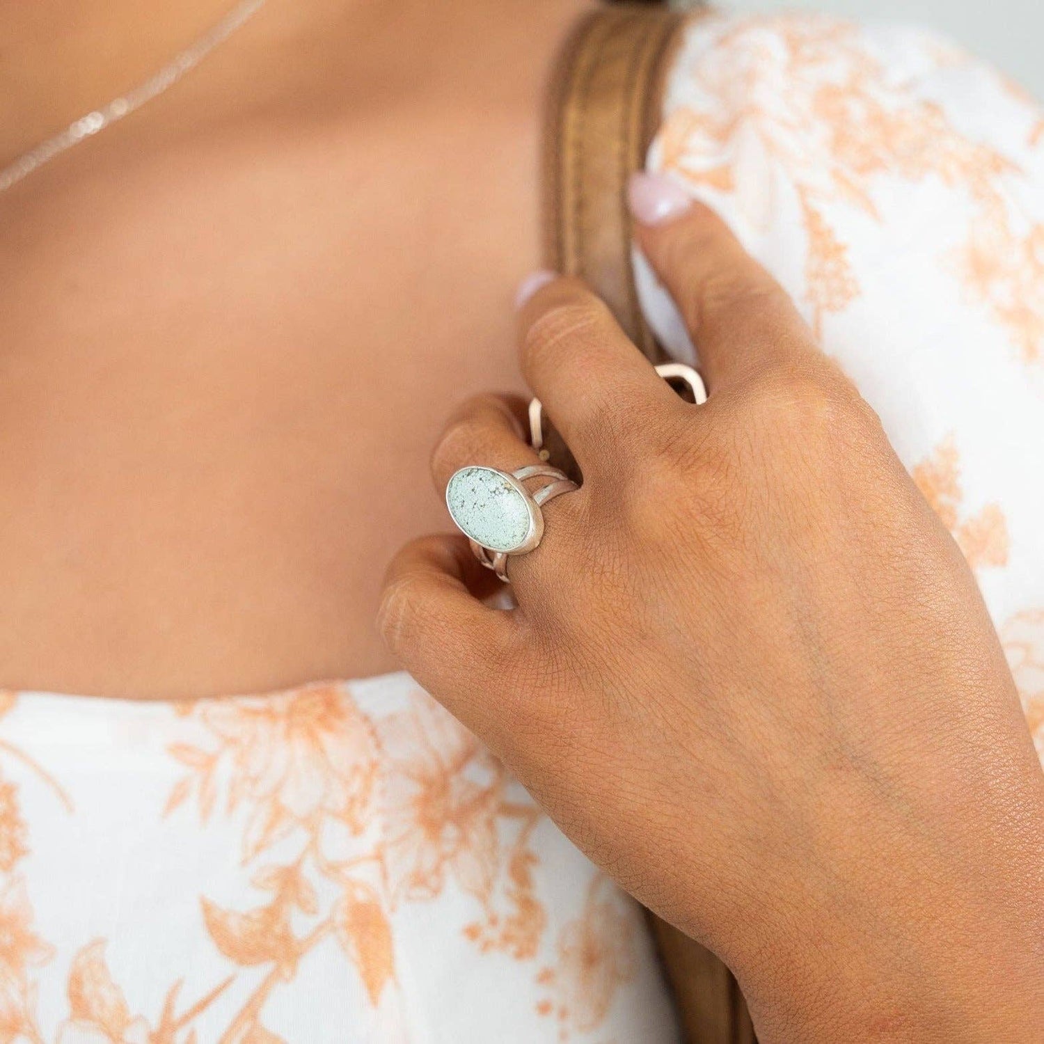 Split Band Turquoise Ring Sterling Silver