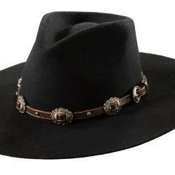 Scalloped Conchos Nail Head Brown Hat Band western cowboy hat hatband leather brown mens womens unisex gift Boltranchstore.com