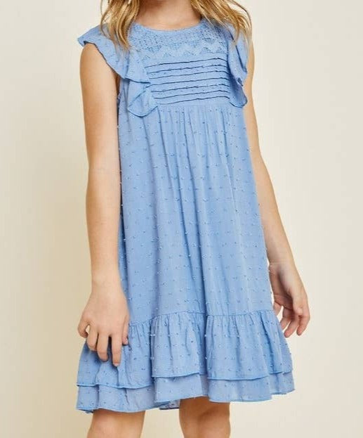 Kids Lace Dobby Ruffle A-Line Dress