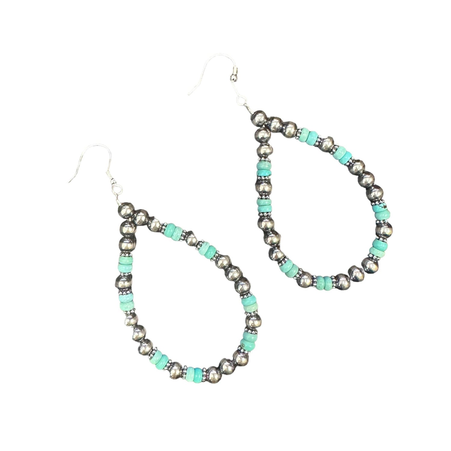 Blue Turquoise Navajo Pearl Loop Earrings