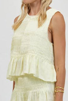Phoebe Linen Pin Tuck Top