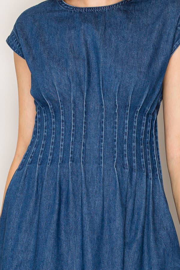 Boltranchstore.com free shipping Pleated Denim Dress C7120 Utah womens boutique