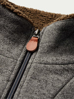 Schaefer Elkhorn Pullover Heather Gray leather zipper pull on the quarter zip hardware cowboy