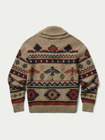 Schaefer Lodge Pullover Sweater allover patterned knit continuing across the back western fashion