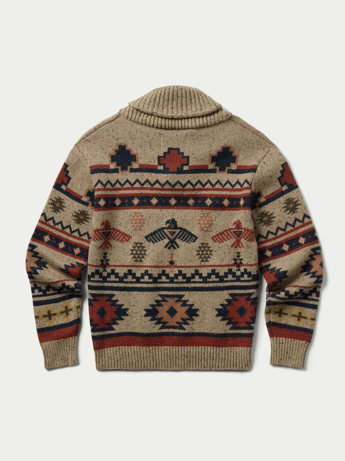 Schaefer Lodge Pullover Sweater allover patterned knit continuing across the back western fashion