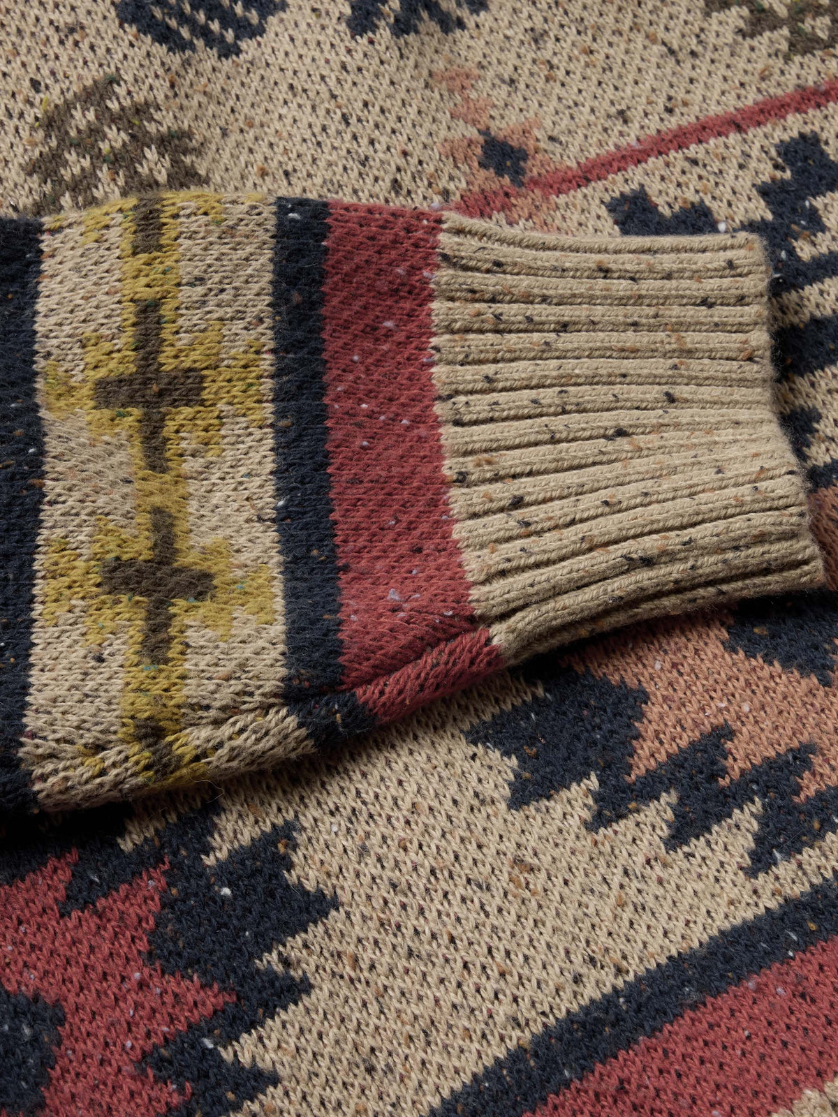 Schaefer Lodge Pullover Sweater ribbed knit cuffs on a true to size fit cowboy