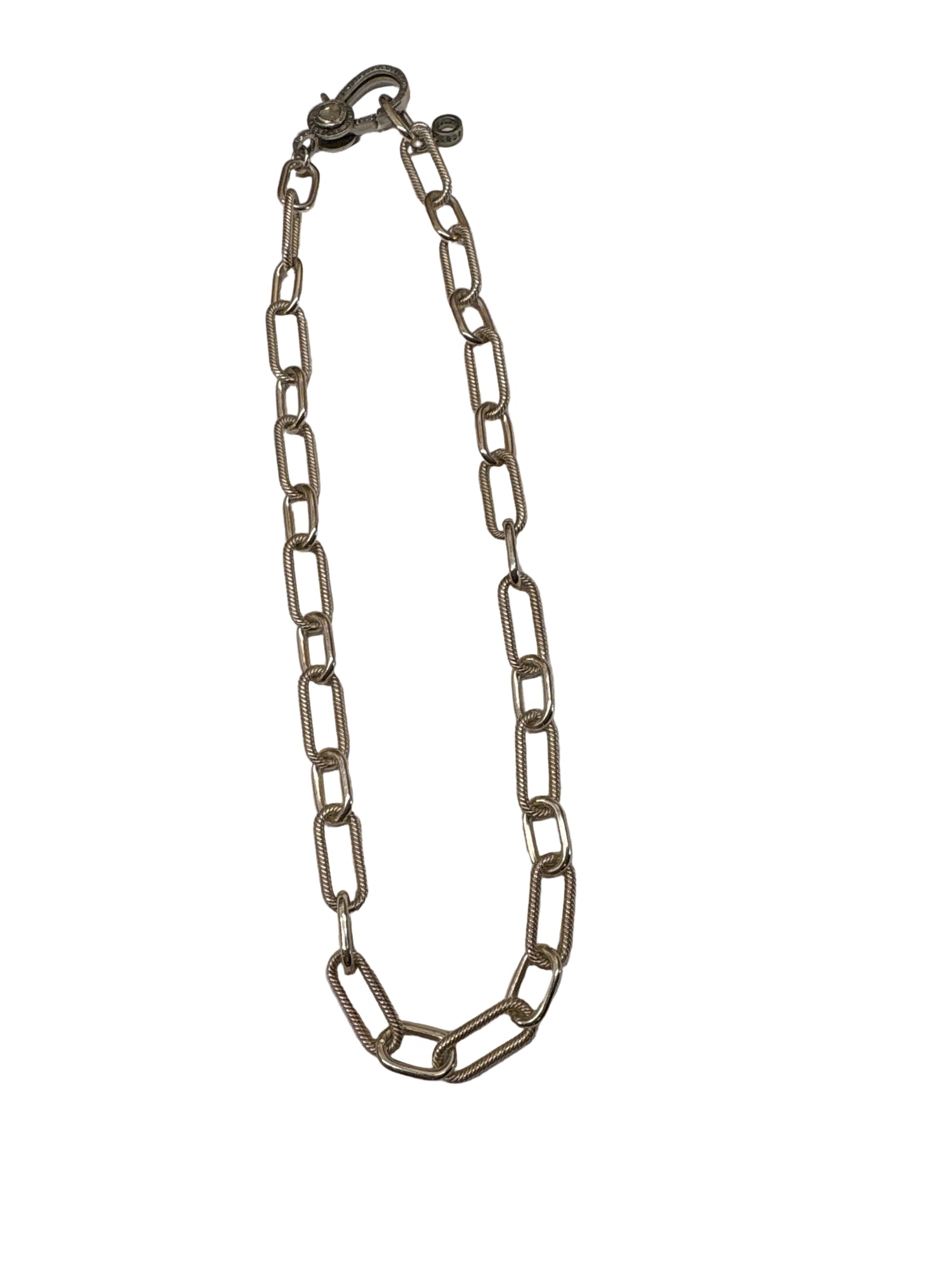 Makhala Paperclip Sterling Silver Diamond Cut Large Closure