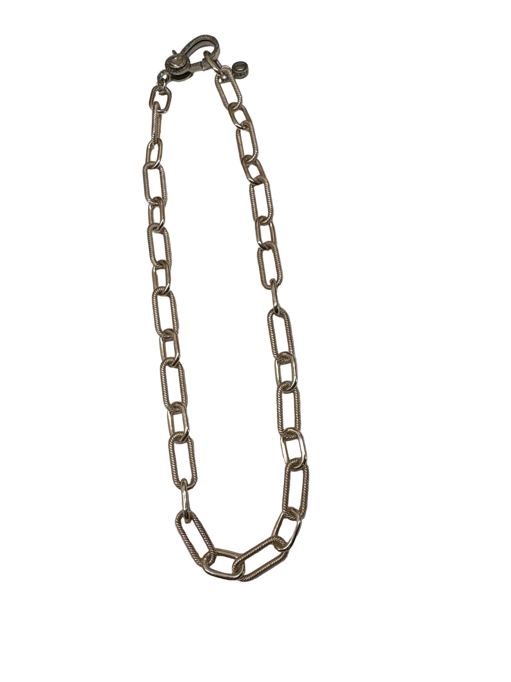 Makhala Paperclip Sterling Silver Diamond Cut Large Closure